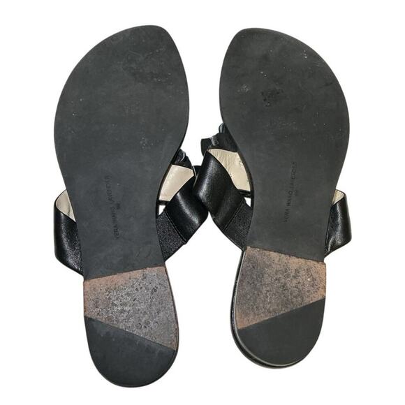 Vera Wang Lavender Black Leather Bow Jeweled Sandals Size 9 M - Picture 3 of 13